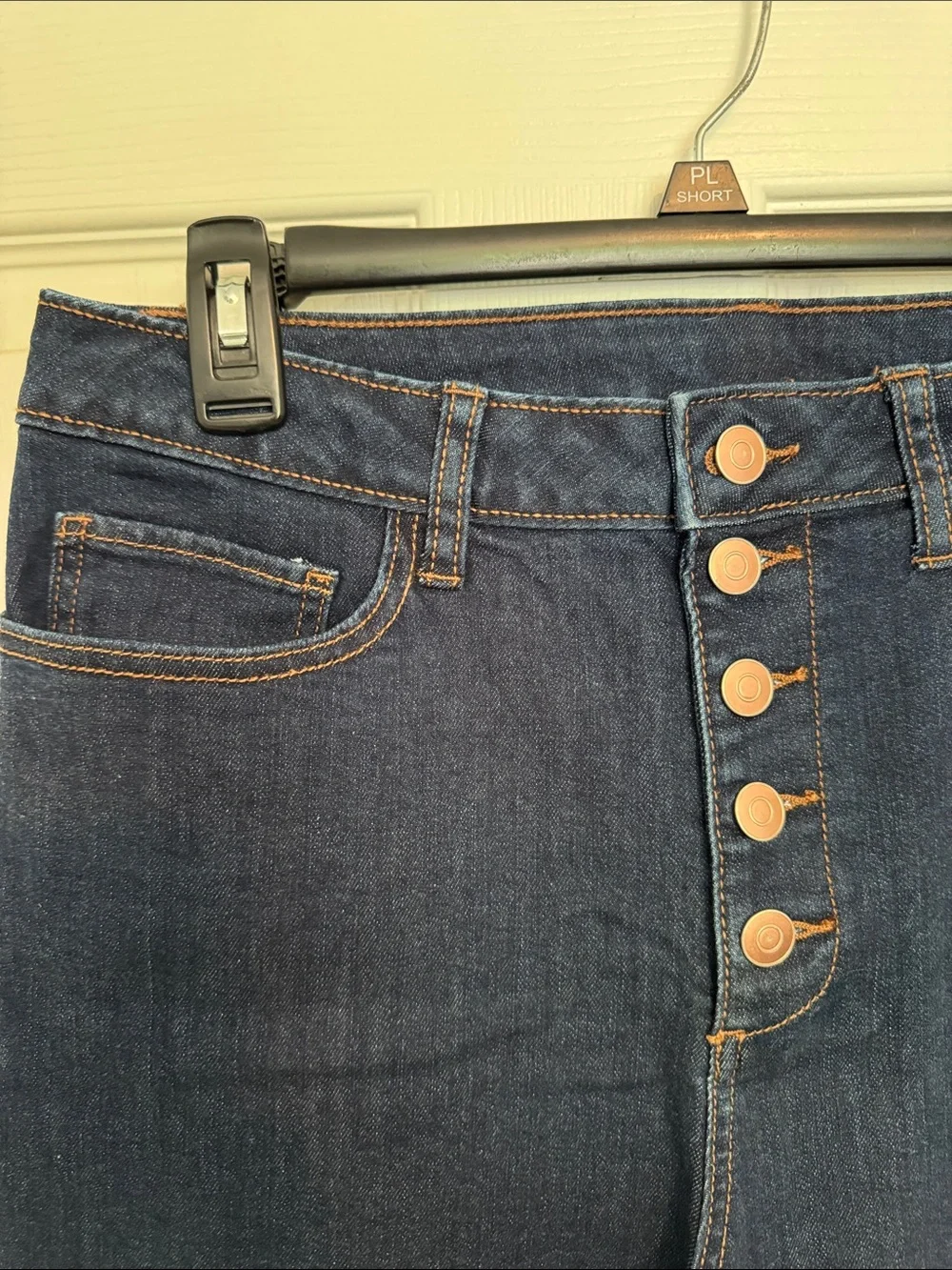 NWT Time and Tru Dark Blue Button-Front Wide Leg Cropped Jeans - Picture 6 of 9